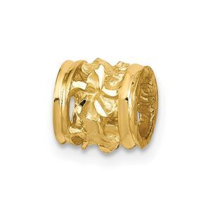 14k Yellow Gold Diamond-Cut Mini Plumeria Barrel Chain Slide, 7mm